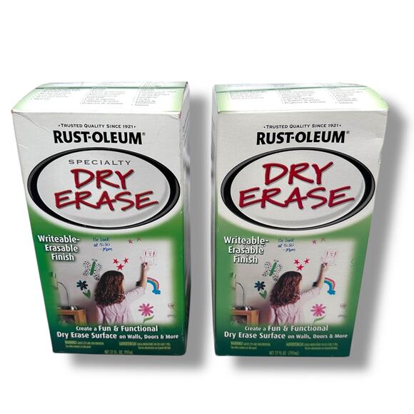 Rust-Oleum Dry Erase Paint Smooth & Writable Finish for Wall 27 oz Each Lot of 2 - Picture 1 of 5